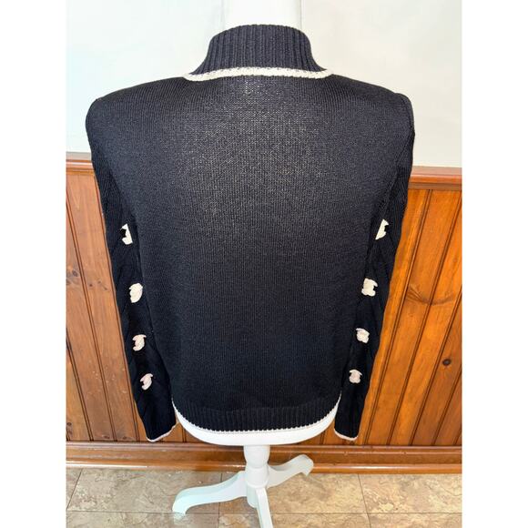 Womens St. John Black Full Zip Sweater Blazer Pink Trim Gold Zipper Size‎ 6 - Picture 4 of 11